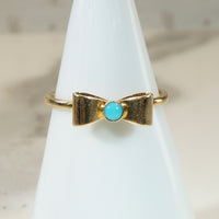Smart Little Gold & Turquoise Bow Ring