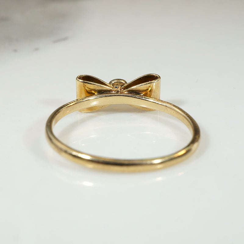 Smart Little Gold & Turquoise Bow Ring