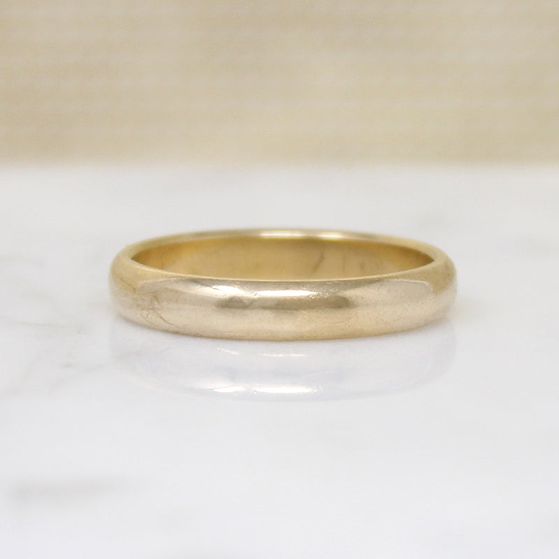 Classic 3mm Half Round Gold Band in Size 8.5