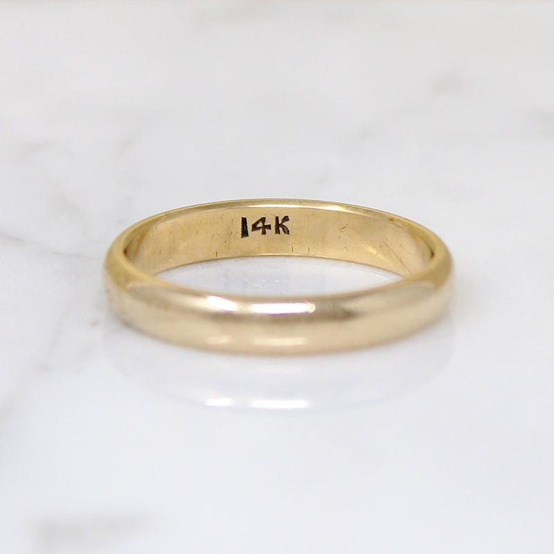 Classic 3mm Half Round Gold Band in Size 8.5