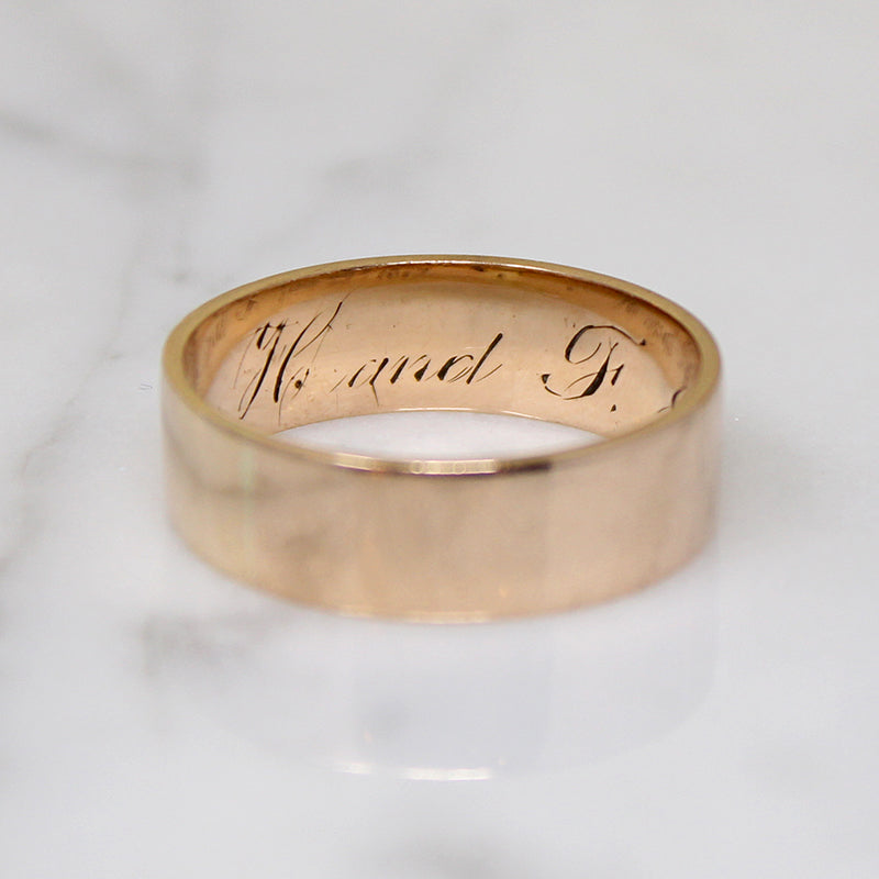 Romantic Rosy Gold Victorian Wedding Band Size 8.5