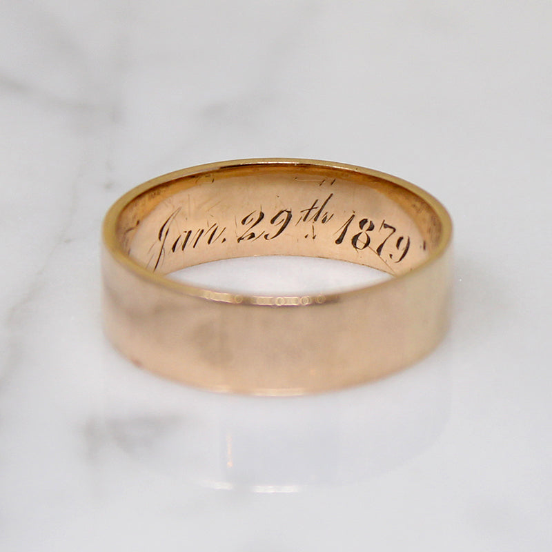 Romantic Rosy Gold Victorian Wedding Band Size 8.5