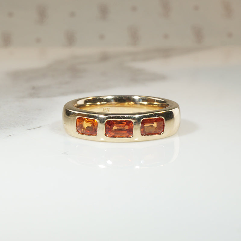 Obsessed with Orange Sapphire in Substantial Gold Band