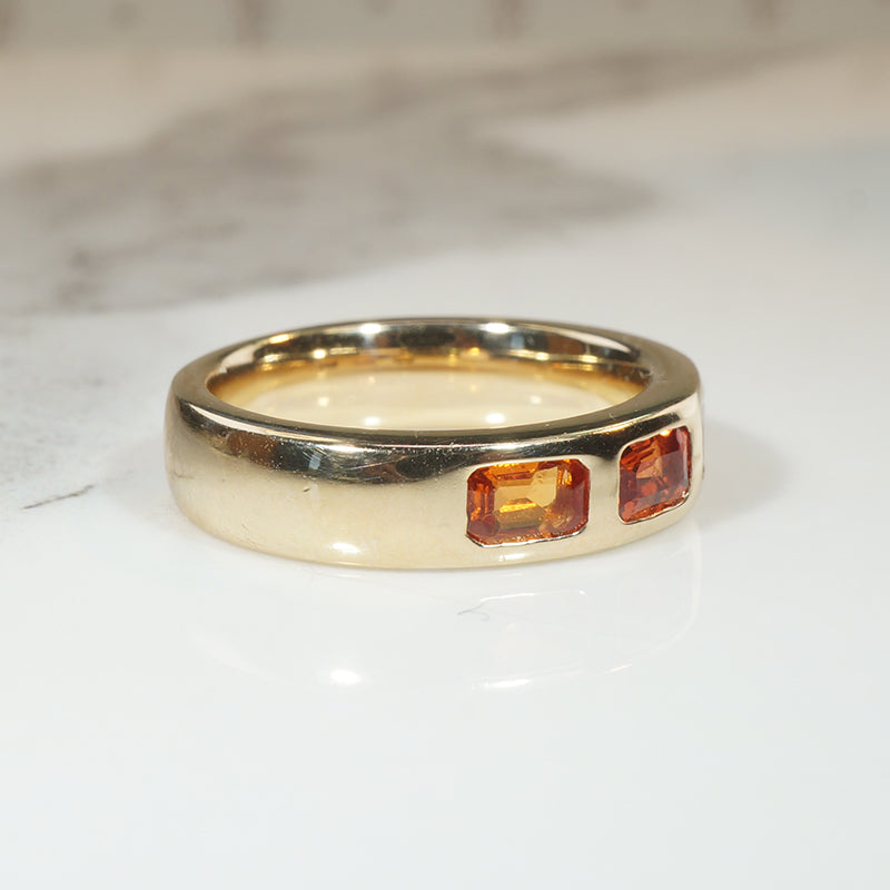Obsessed with Orange Sapphire in Substantial Gold Band
