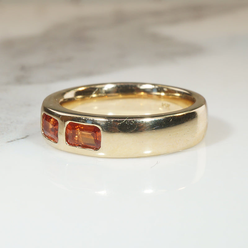 Obsessed with Orange Sapphire in Substantial Gold Band