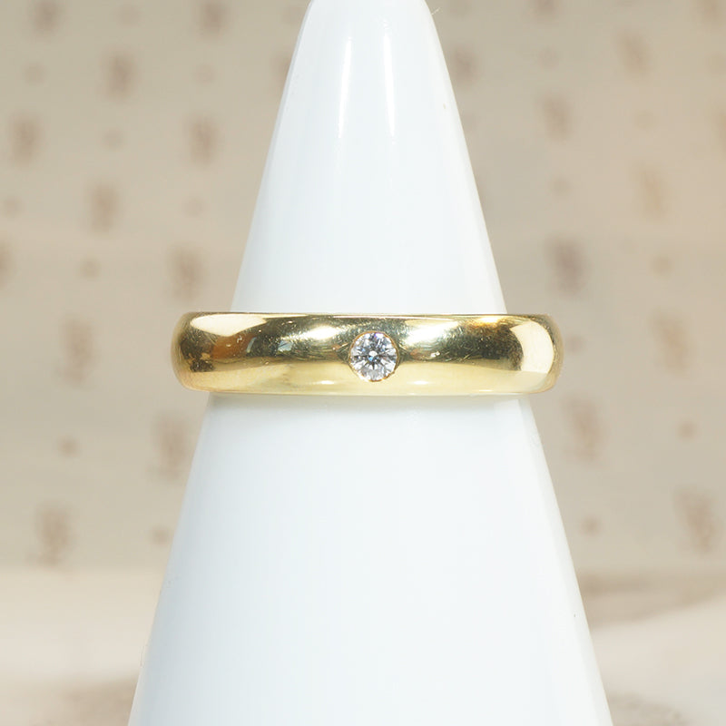 Buttery 18k Gold Band with Single Sparkling Diamond