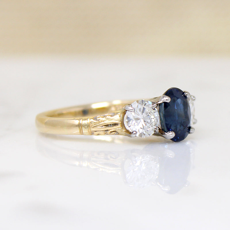 Breathtaking Thai Sapphire & Diamond Trilogy Ring