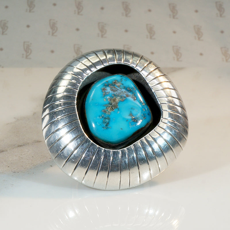 Oversized Shadowbox Turquoise & Sterling Ring 