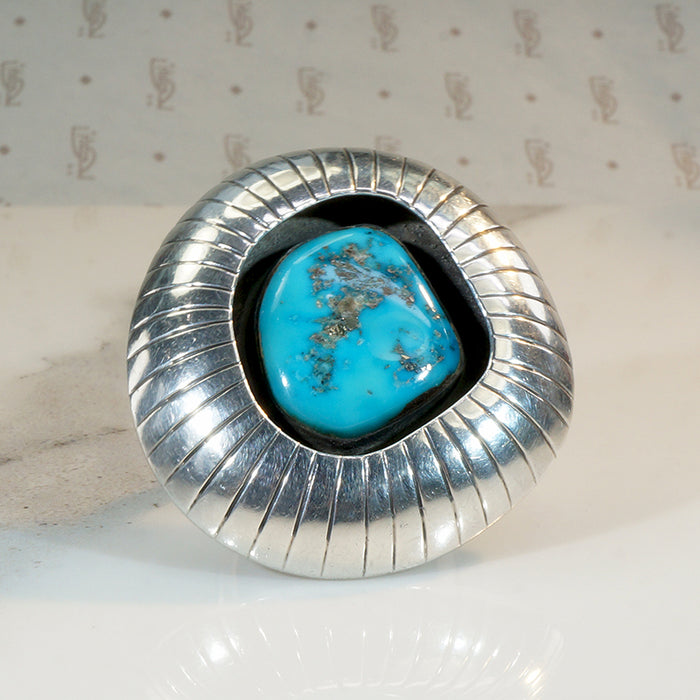 Oversized Shadowbox Turquoise & Sterling Ring 