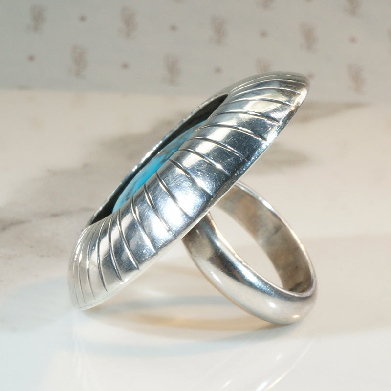 Oversized Shadowbox Turquoise & Sterling Ring 