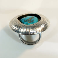 Oversized Shadowbox Turquoise & Sterling Ring 