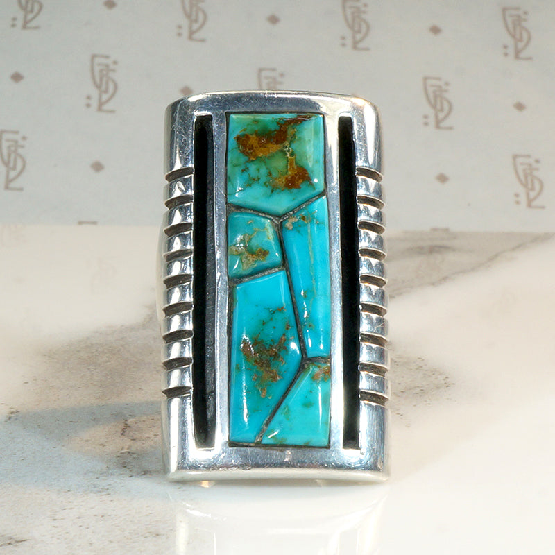Sleeping Beaty Turquoise Statement Ring with Modernist Style