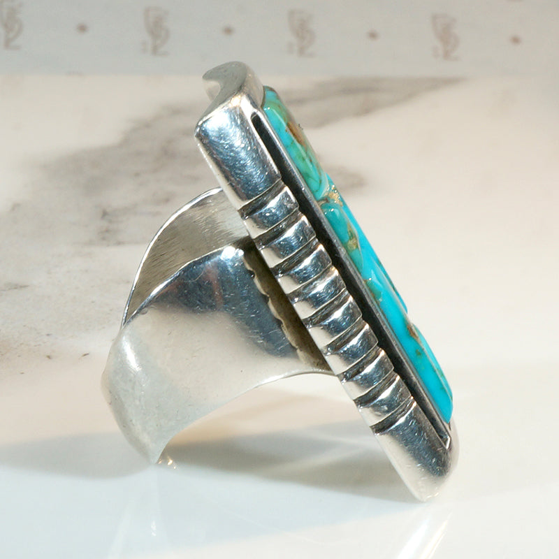 Sleeping Beaty Turquoise Statement Ring with Modernist Style