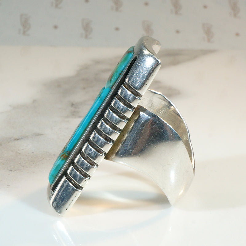 Sleeping Beaty Turquoise Statement Ring with Modernist Style