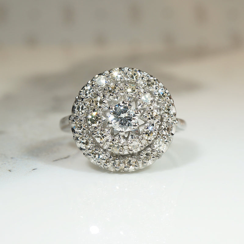 Lavish Mid Century Diamond Cluster Ring