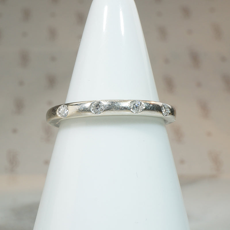 Curved White Gold and Diamond Band