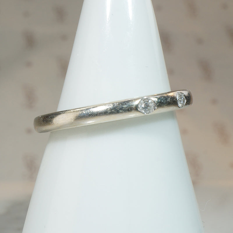 Curved White Gold and Diamond Band