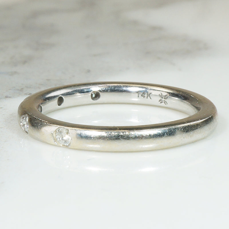 Curved White Gold and Diamond Band