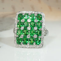 Stunning Tsavorite and Diamond Estate Panel Ring
