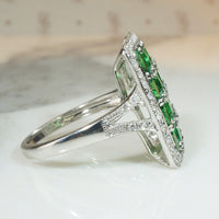 Stunning Tsavorite and Diamond Estate Panel Ring