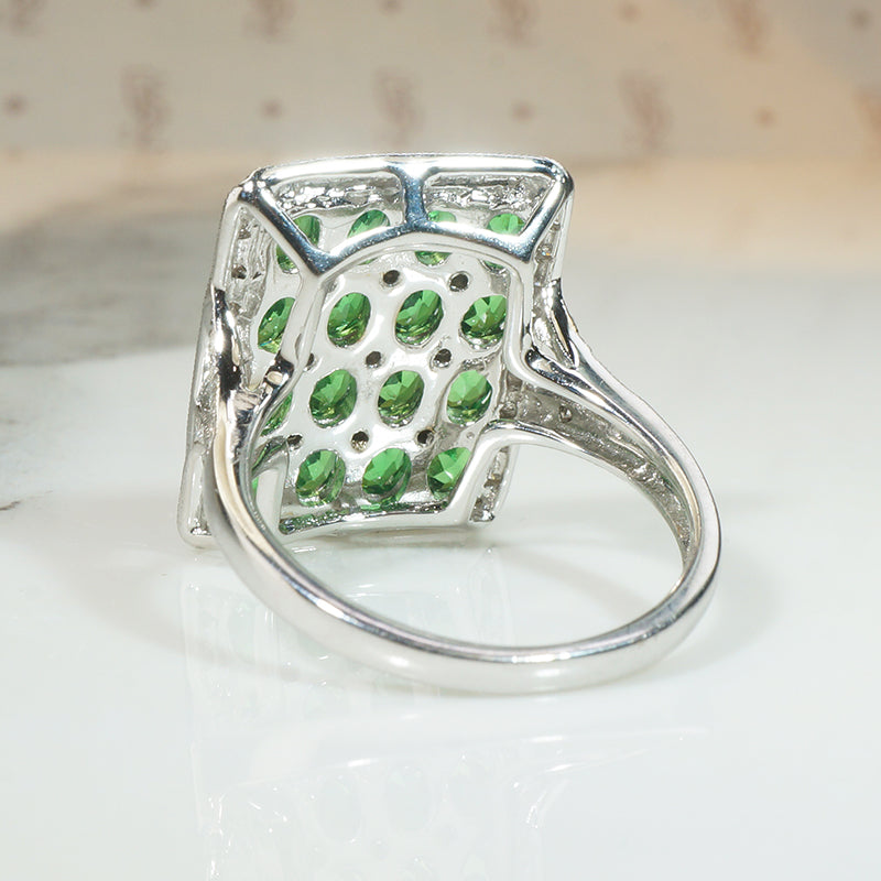 Stunning Tsavorite and Diamond Estate Panel Ring
