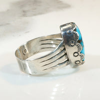 Gorgeous Turquoise & Sterling Ring with Rocker Stamps