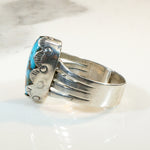 Gorgeous Turquoise & Sterling Ring with Rocker Stamps