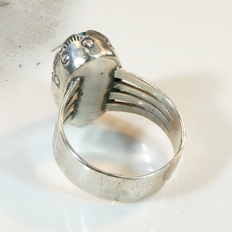 Gorgeous Turquoise & Sterling Ring with Rocker Stamps
