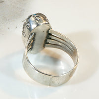 Gorgeous Turquoise & Sterling Ring with Rocker Stamps
