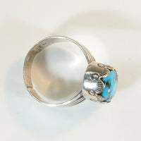 Gorgeous Turquoise & Sterling Ring with Rocker Stamps