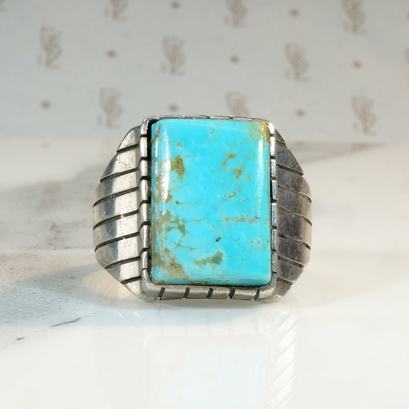 Handsome Signet-Style Turquoise & Sterling Ring