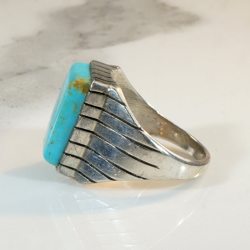 Handsome Signet-Style Turquoise & Sterling Ring
