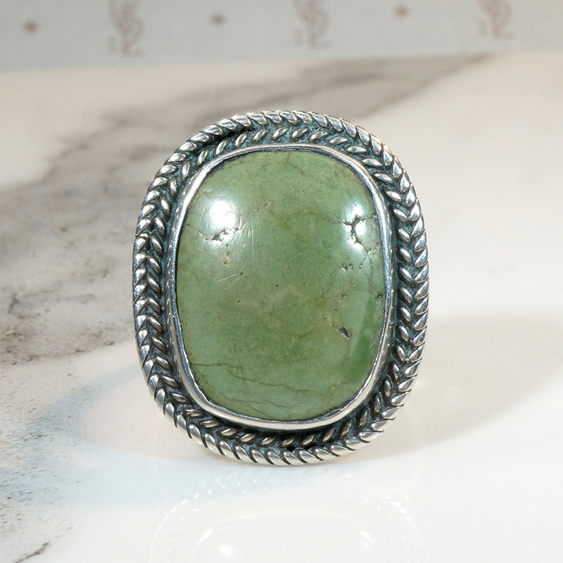 Mossy Green Turquoise & Sterling Silver Ring