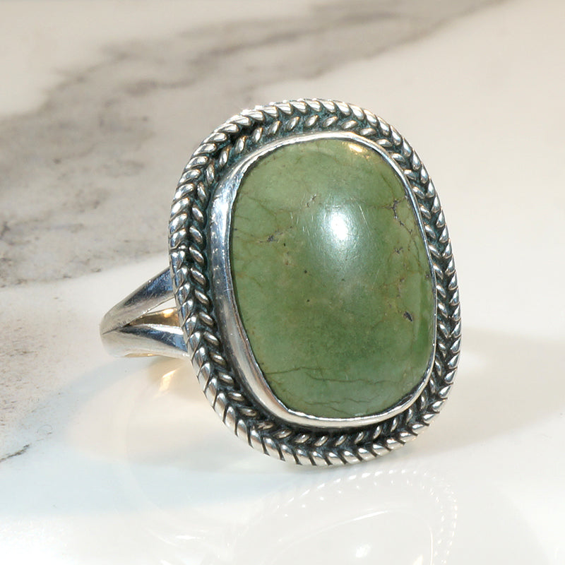 Mossy Green Turquoise & Sterling Silver Ring