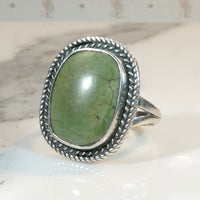 Mossy Green Turquoise & Sterling Silver Ring