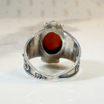 Fiery Red Coral in Ornate Sterling Ring
