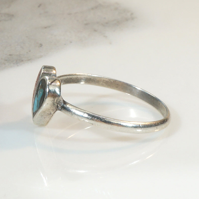 Opposites Attract Coral & Turquoise Heart Ring