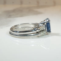 Sapphire and Diamond Platinum Engagement Ring and Band