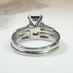 Sapphire and Diamond Platinum Engagement Ring and Band