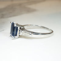 Sapphire and Diamond Platinum Engagement Ring and Band
