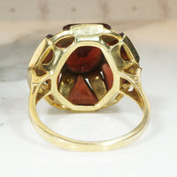 Garnet and Pearl Star Ring 18k Yellow Gold