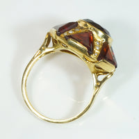 Garnet and Pearl Star Ring 18k Yellow Gold