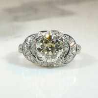 Fabulous 1.81ct Old European Cut Diamond in Platinum Deco Ring