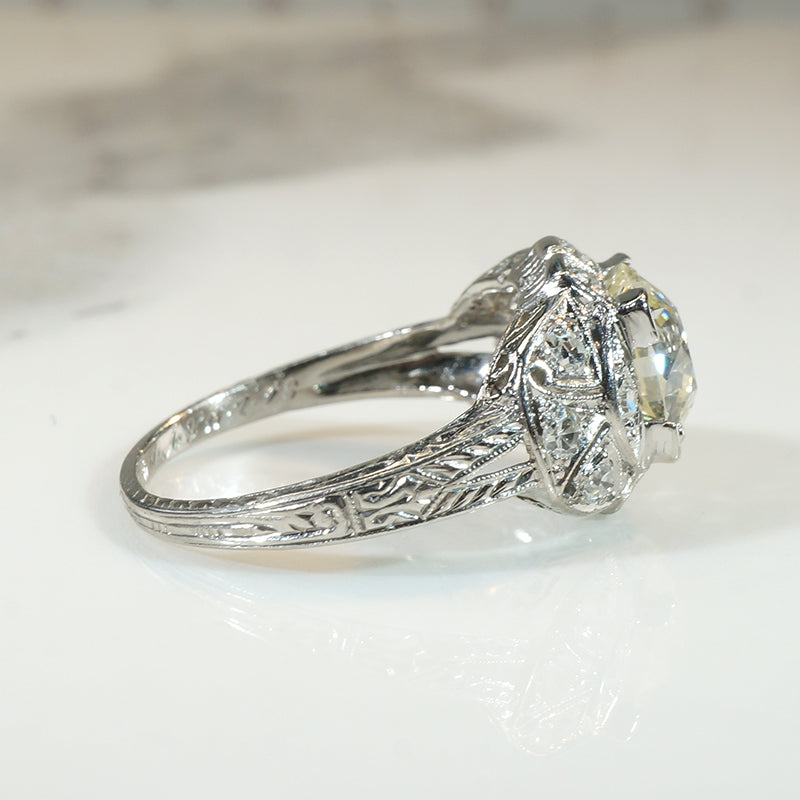Fabulous 1.81ct Old European Cut Diamond in Platinum Deco Ring