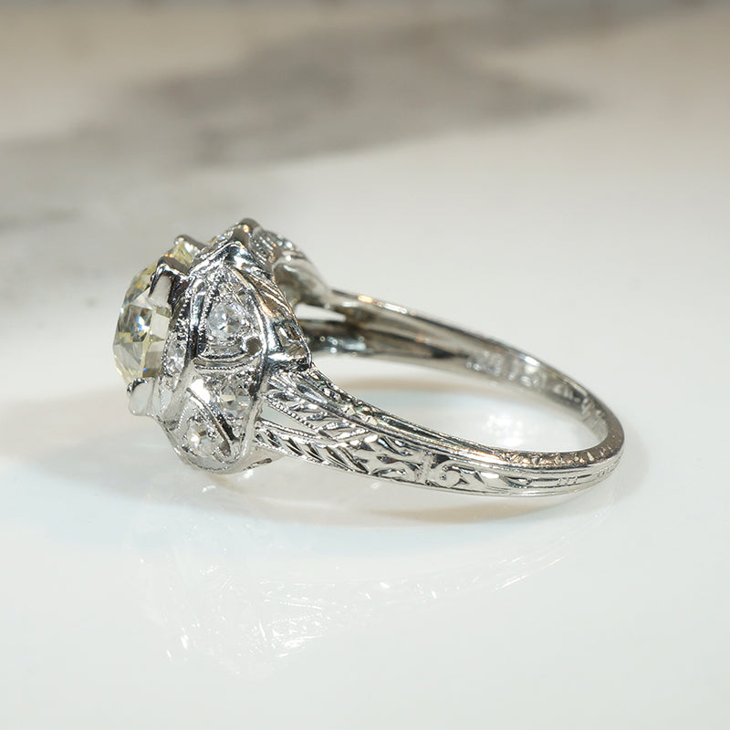 Fabulous 1.81ct Old European Cut Diamond in Platinum Deco Ring