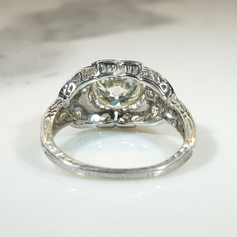 Fabulous 1.81ct Old European Cut Diamond in Platinum Deco Ring