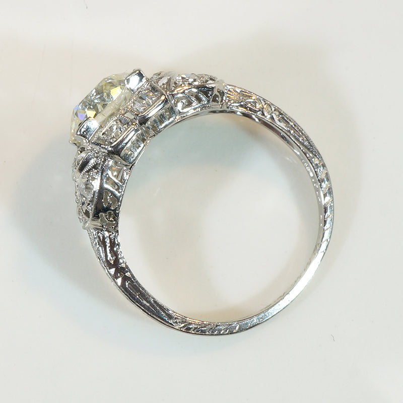 Fabulous 1.81ct Old European Cut Diamond in Platinum Deco Ring