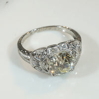 Fabulous 1.81ct Old European Cut Diamond in Platinum Deco Ring
