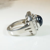 Monumental Cabochon Sapphire & Diamond Ring