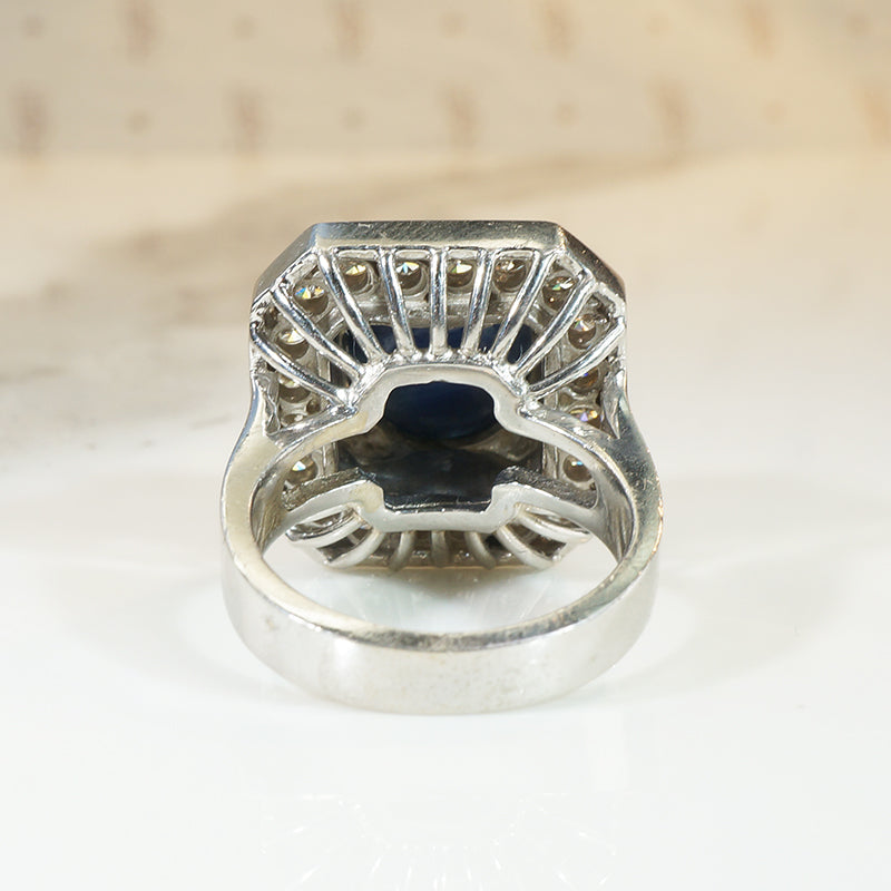 Monumental Cabochon Sapphire & Diamond Ring